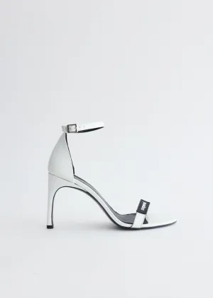 Patent Skinny Strap Logo Sandals