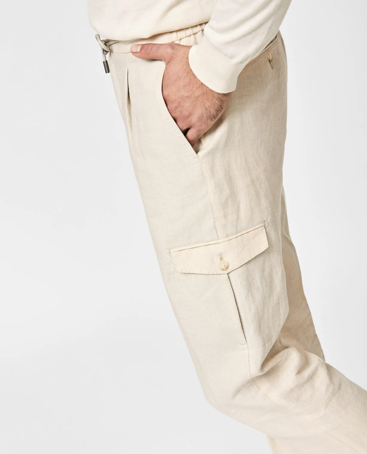Paulo Oliveira Bone Stretch Wool & Linen Blend Trousers