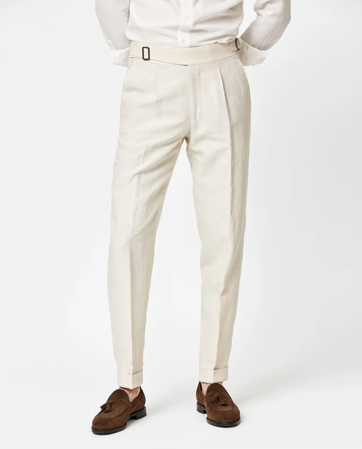 Paulo Oliveira Bone Stretch Wool & Linen Blend Trousers
