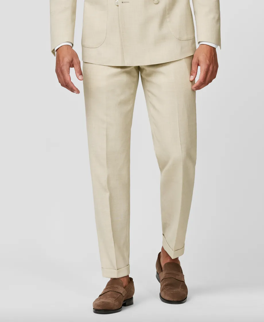 Paulo Oliveira Bone Stretch Wool & Linen Blend Trousers