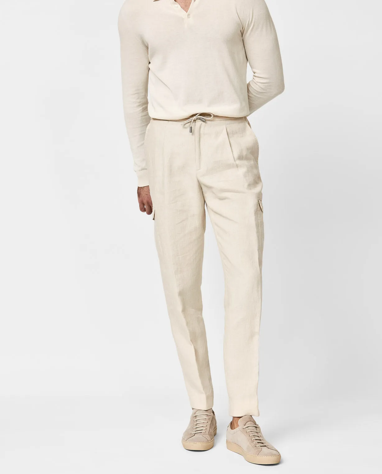 Paulo Oliveira Bone Stretch Wool & Linen Blend Trousers