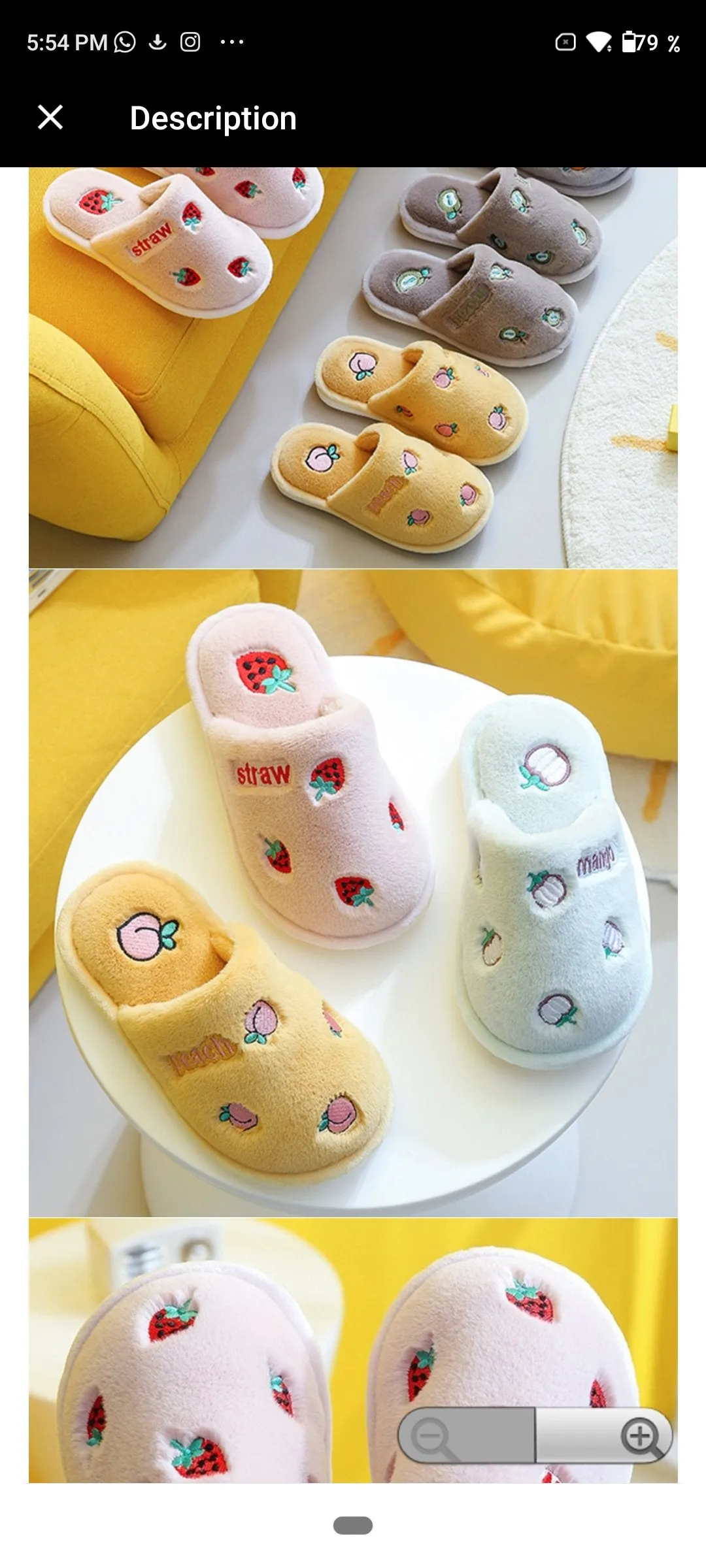Peach Embroidered Mustard Warm Slippers 8161