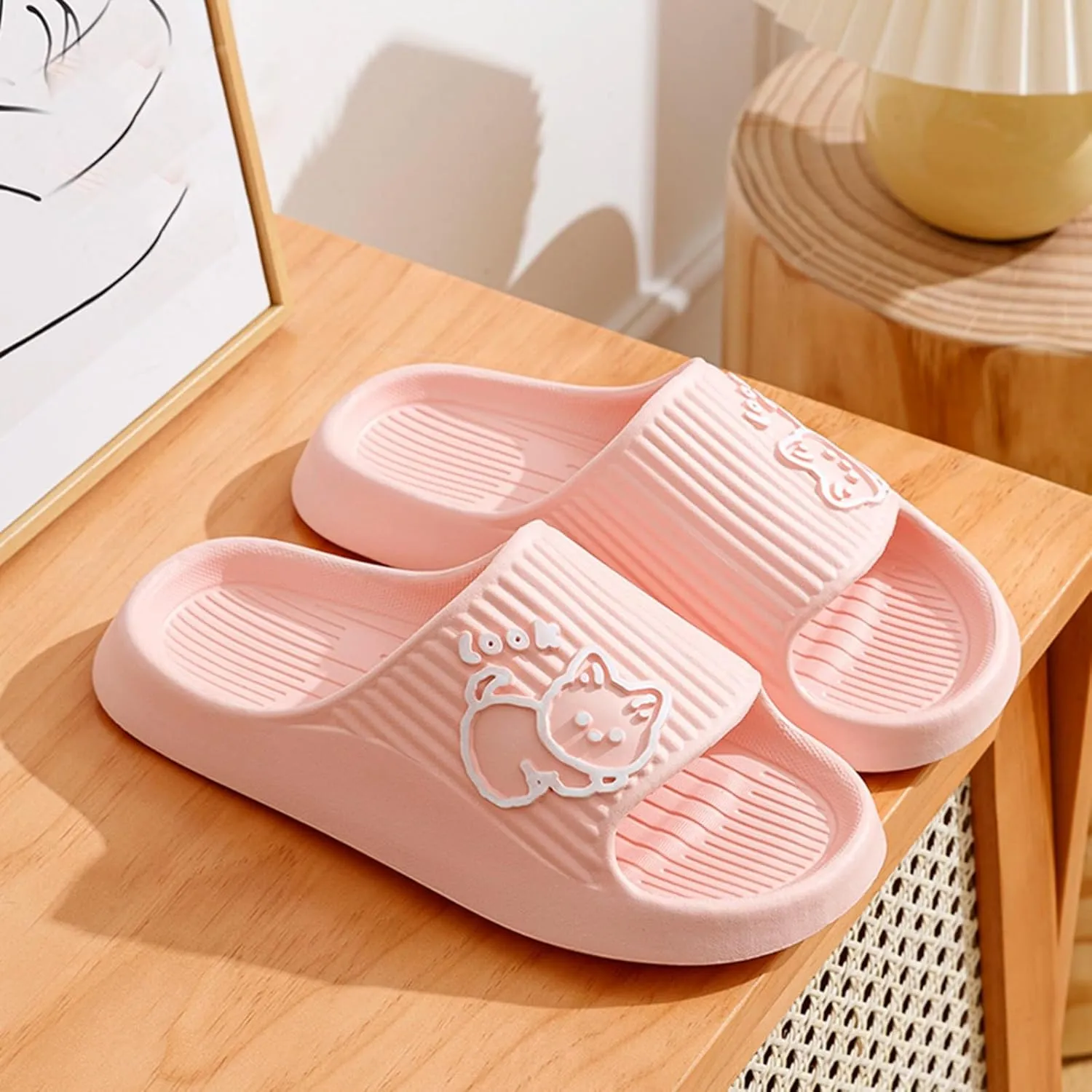 Pillow Slippers for Women and Men Shower Slides Non Slip Quick Drying Bathroom Ballerina Slippers Women