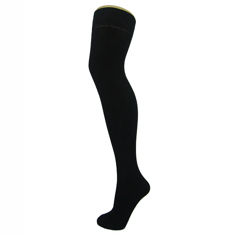 Plain Cotton Blend Over The Knee Socks
