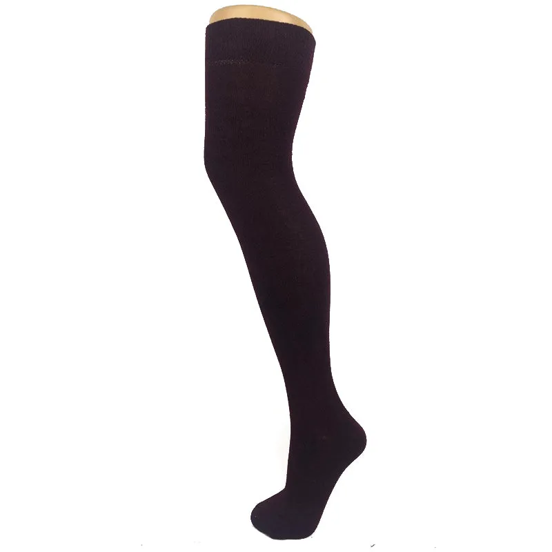 Plain Cotton Blend Over The Knee Socks