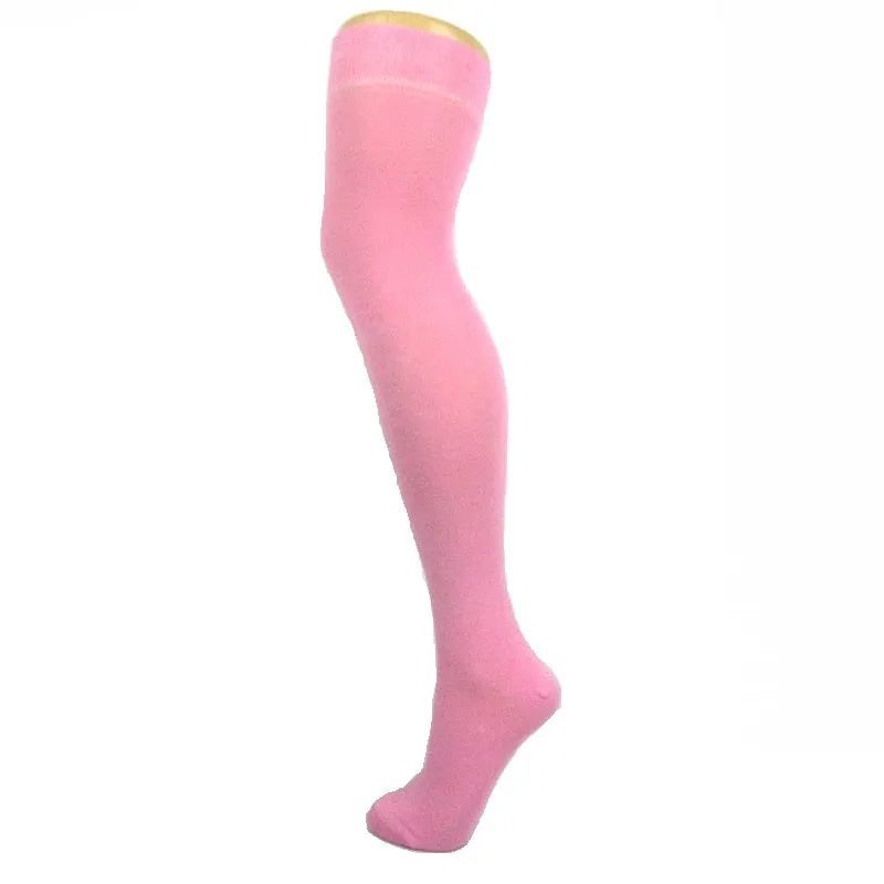 Plain Cotton Blend Over The Knee Socks