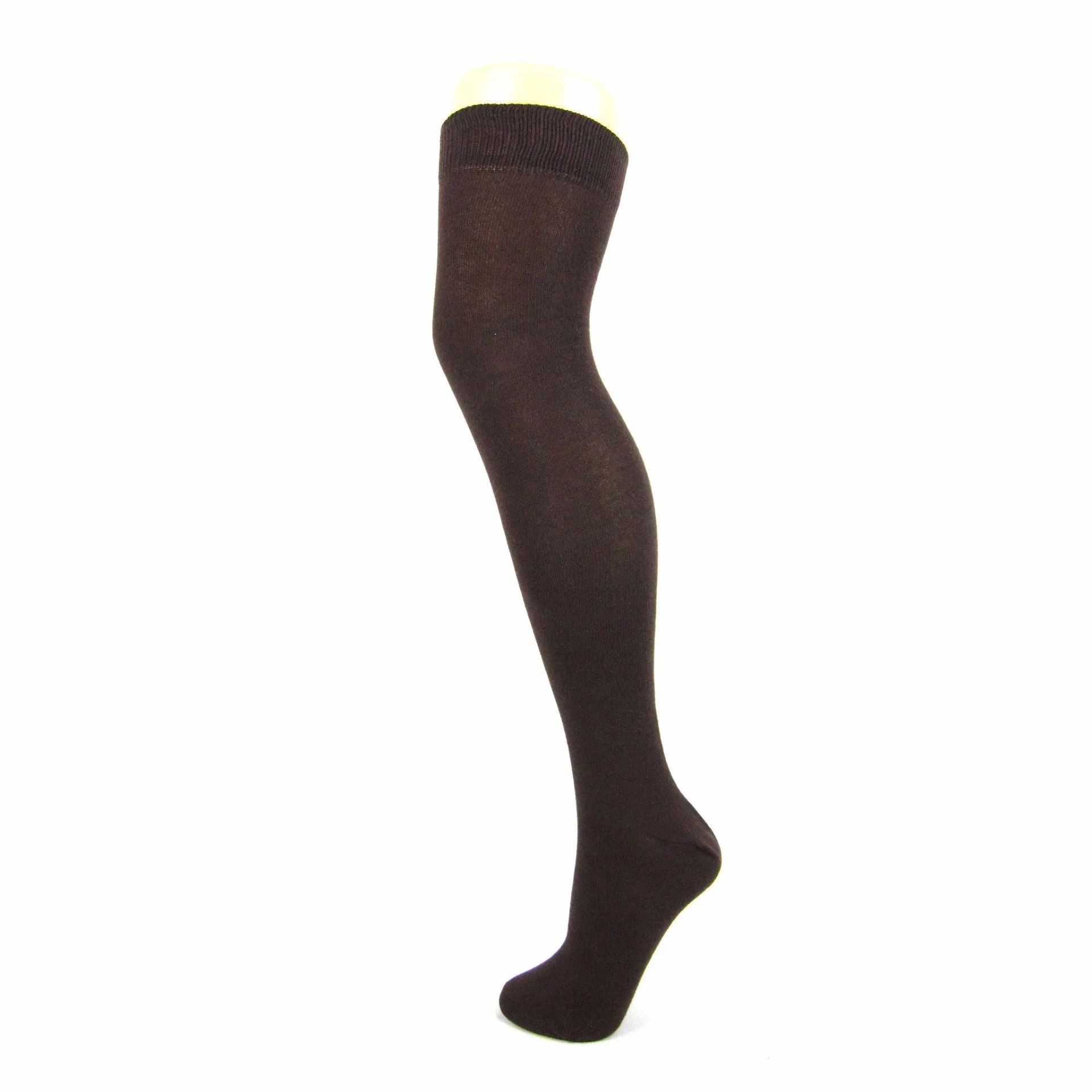 Plain Cotton Blend Over The Knee Socks