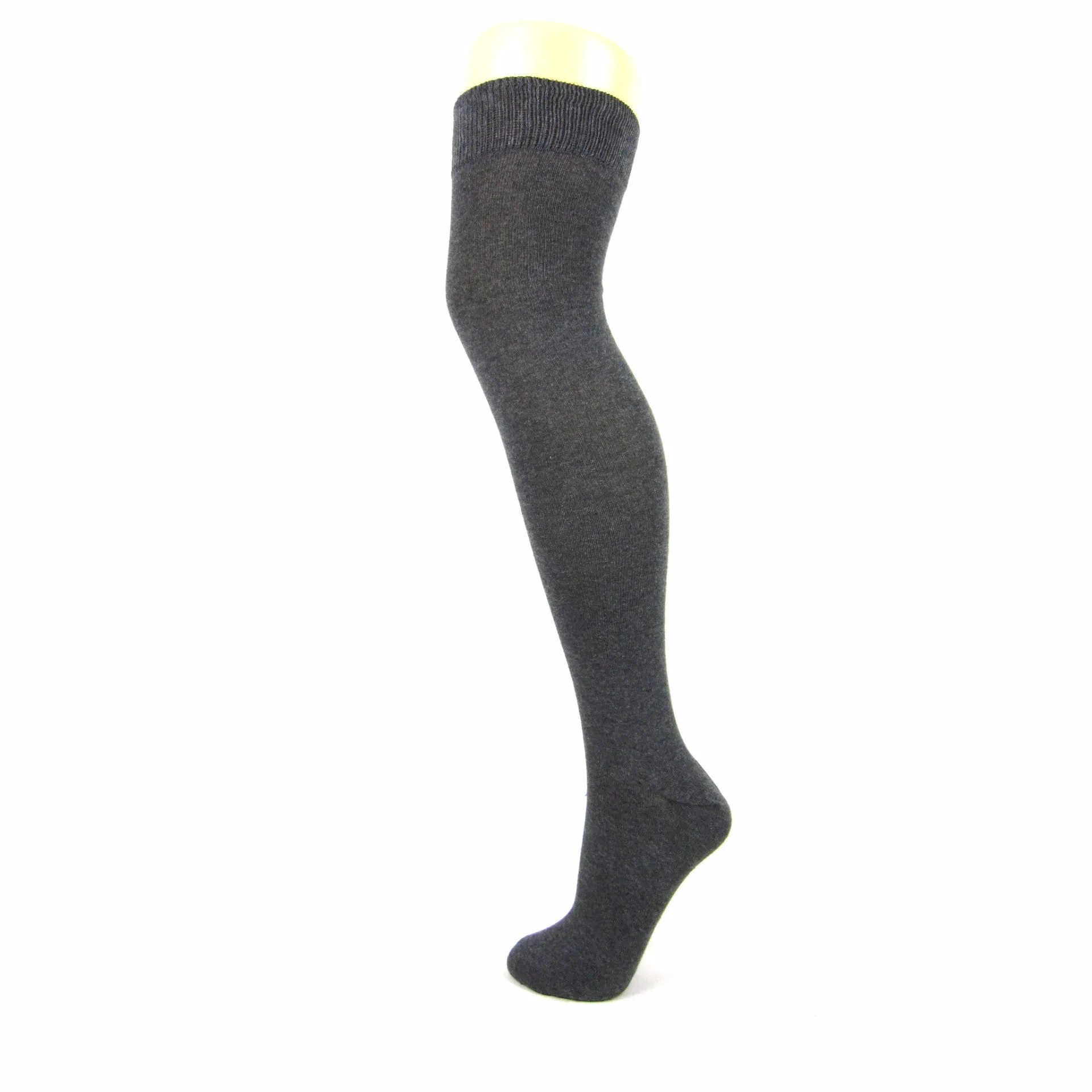 Plain Cotton Blend Over The Knee Socks