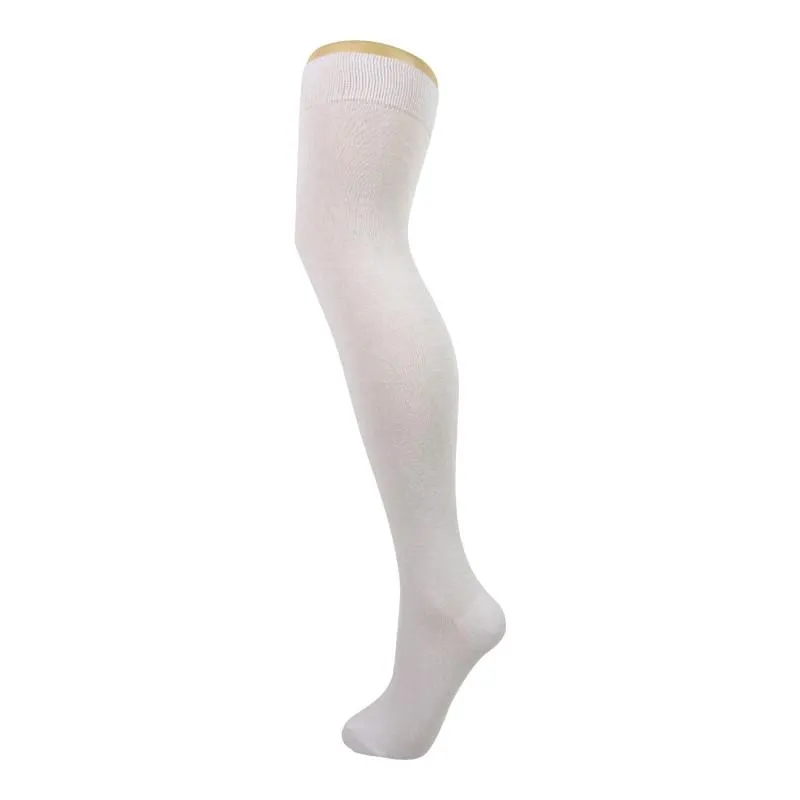 Plain Cotton Blend Over The Knee Socks