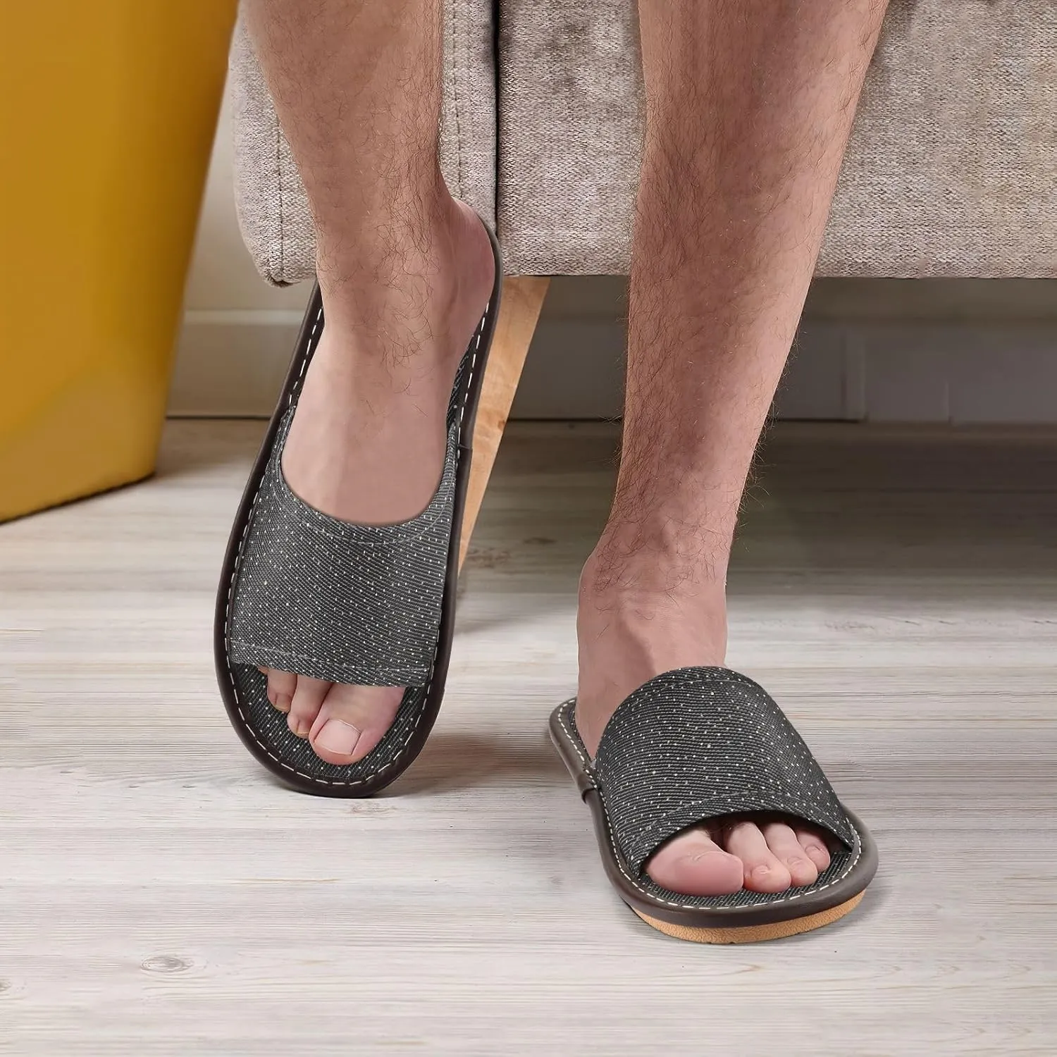 Polka Dot Black Mens Fashion Slippers Reusable Dorm Home Slides for Travel Outdoor Home