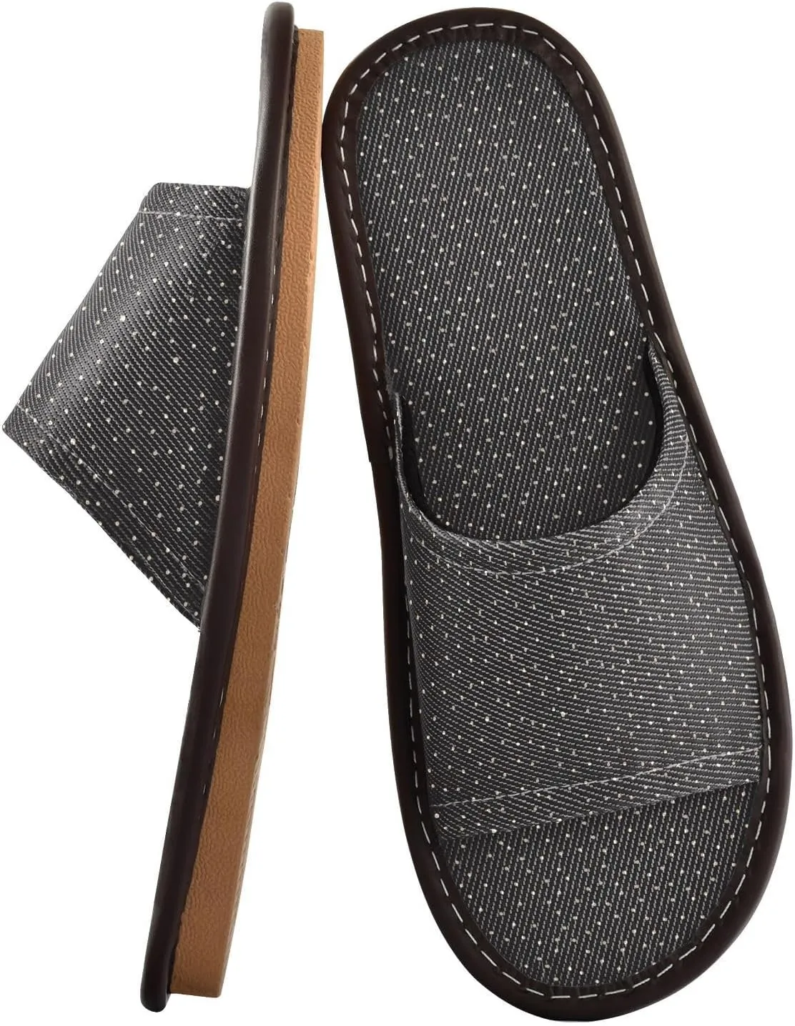 Polka Dot Black Mens Fashion Slippers Reusable Dorm Home Slides for Travel Outdoor Home