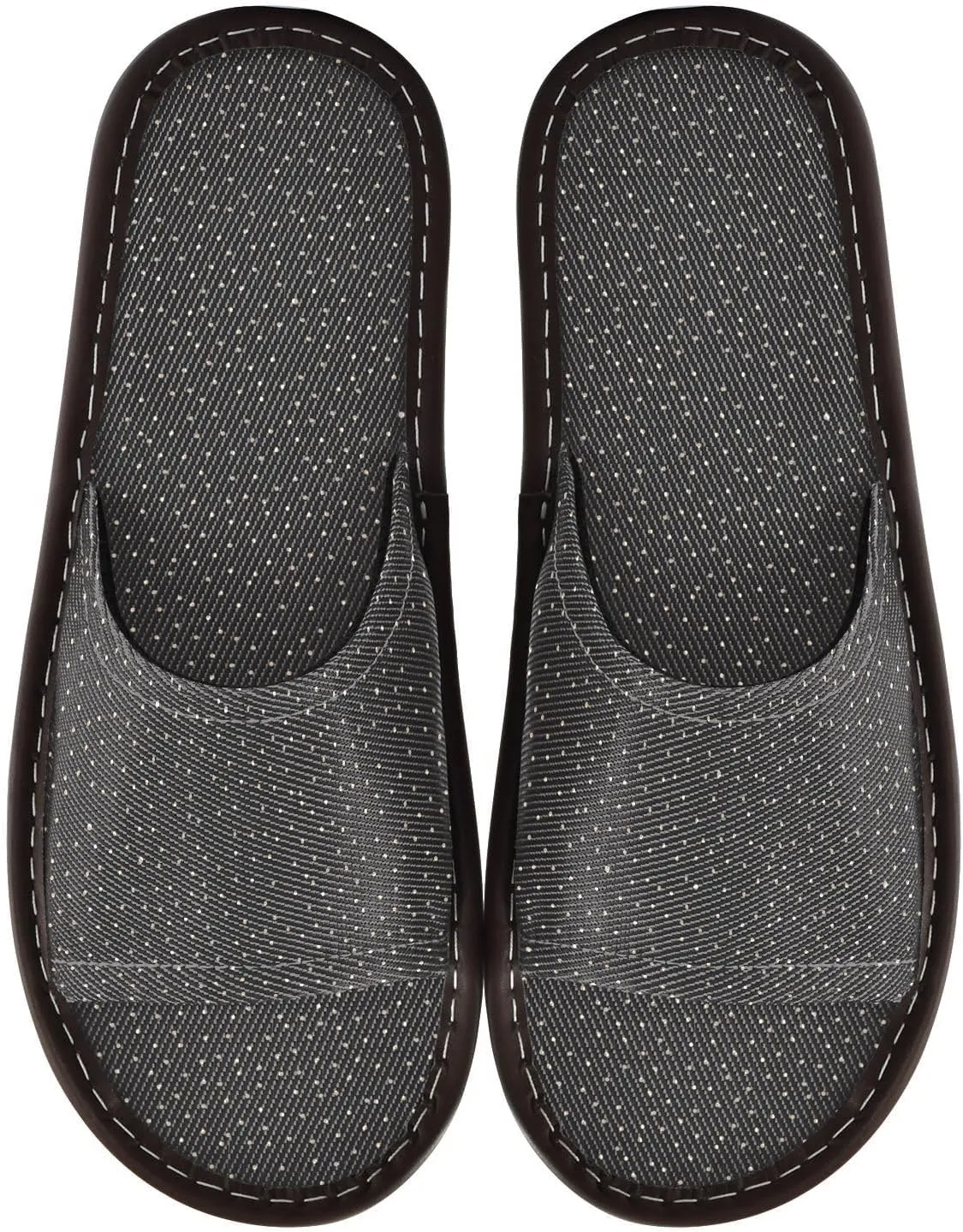 Polka Dot Black Mens Fashion Slippers Reusable Dorm Home Slides for Travel Outdoor Home