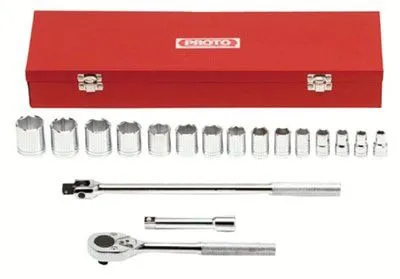 Proto 54122 Torqueplus 18 Piece Socket Sets, 1/2 in, 6 Point (1 Set)