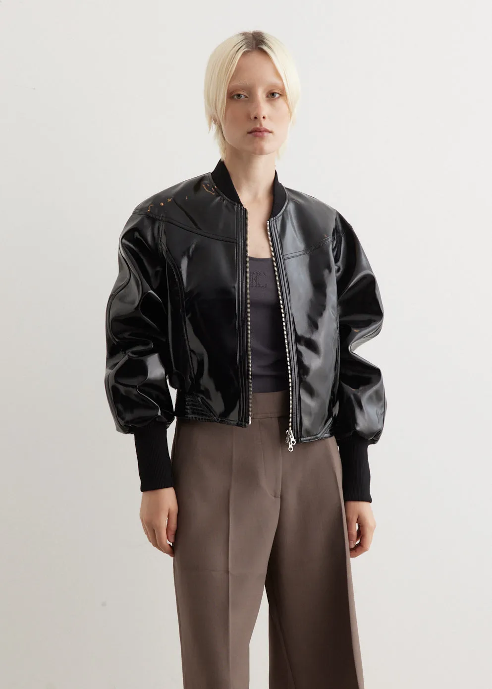 Raglan Patent Leather Jacket