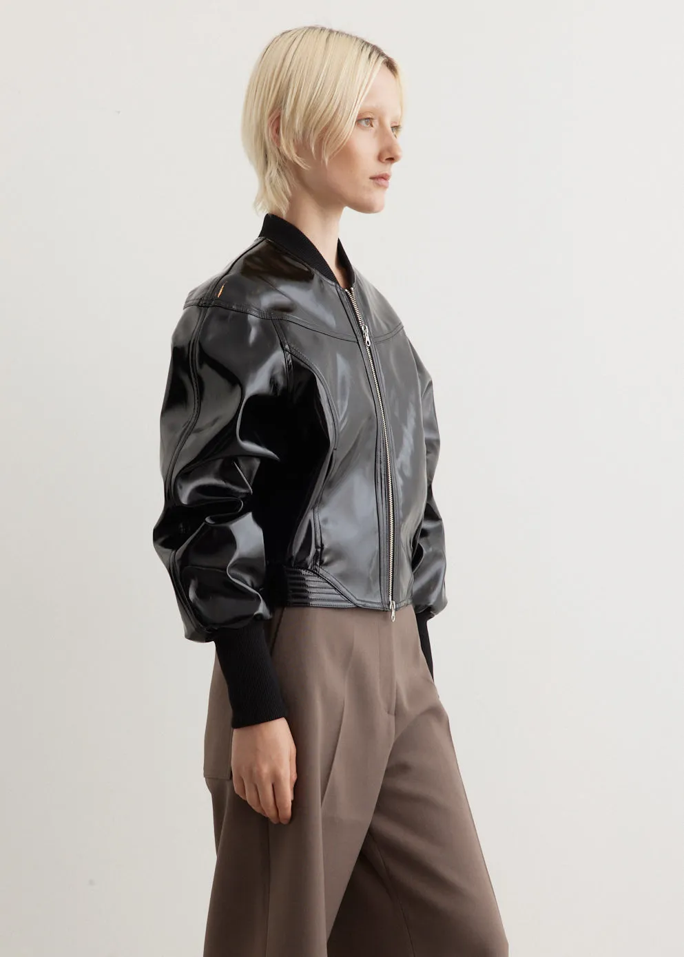Raglan Patent Leather Jacket