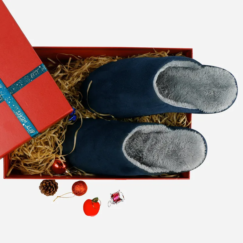 riemot Men's Furry Warm Slippers (Navy)