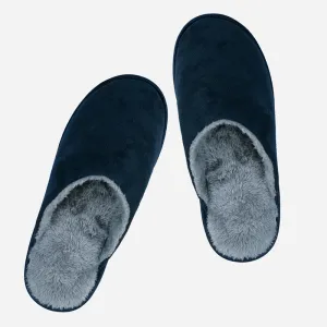 riemot Men's Furry Warm Slippers (Navy)