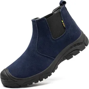 Safety Shoes for Men Steel Toe Cap Trainers Womens Lightweight Work Boots Breathable Sneakers (Color : Blue, Size : 8.5 US)