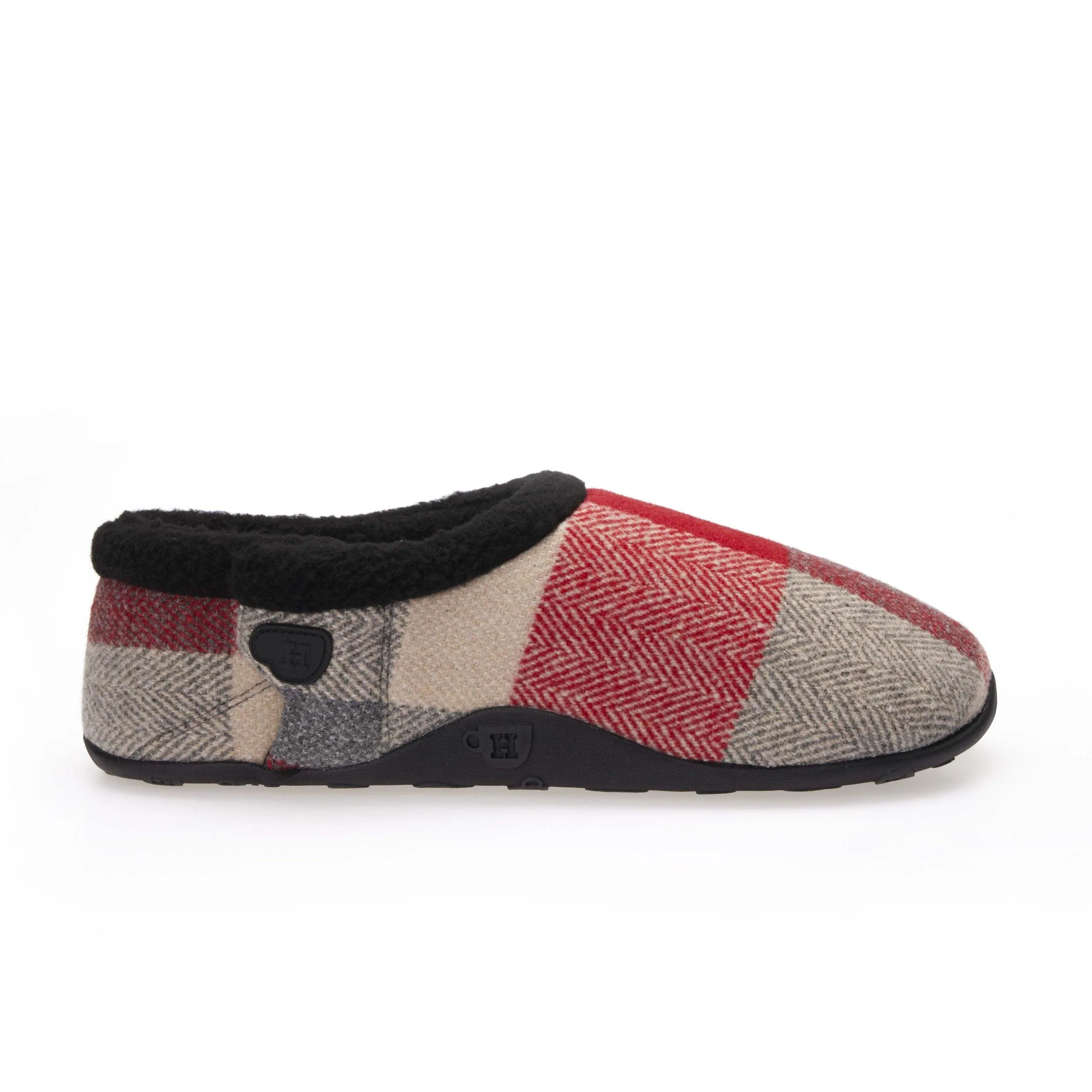 Sam Kids - Red Cream Herringbone Children's Check Slippers