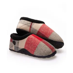 Sam Kids - Red Cream Herringbone Children's Check Slippers