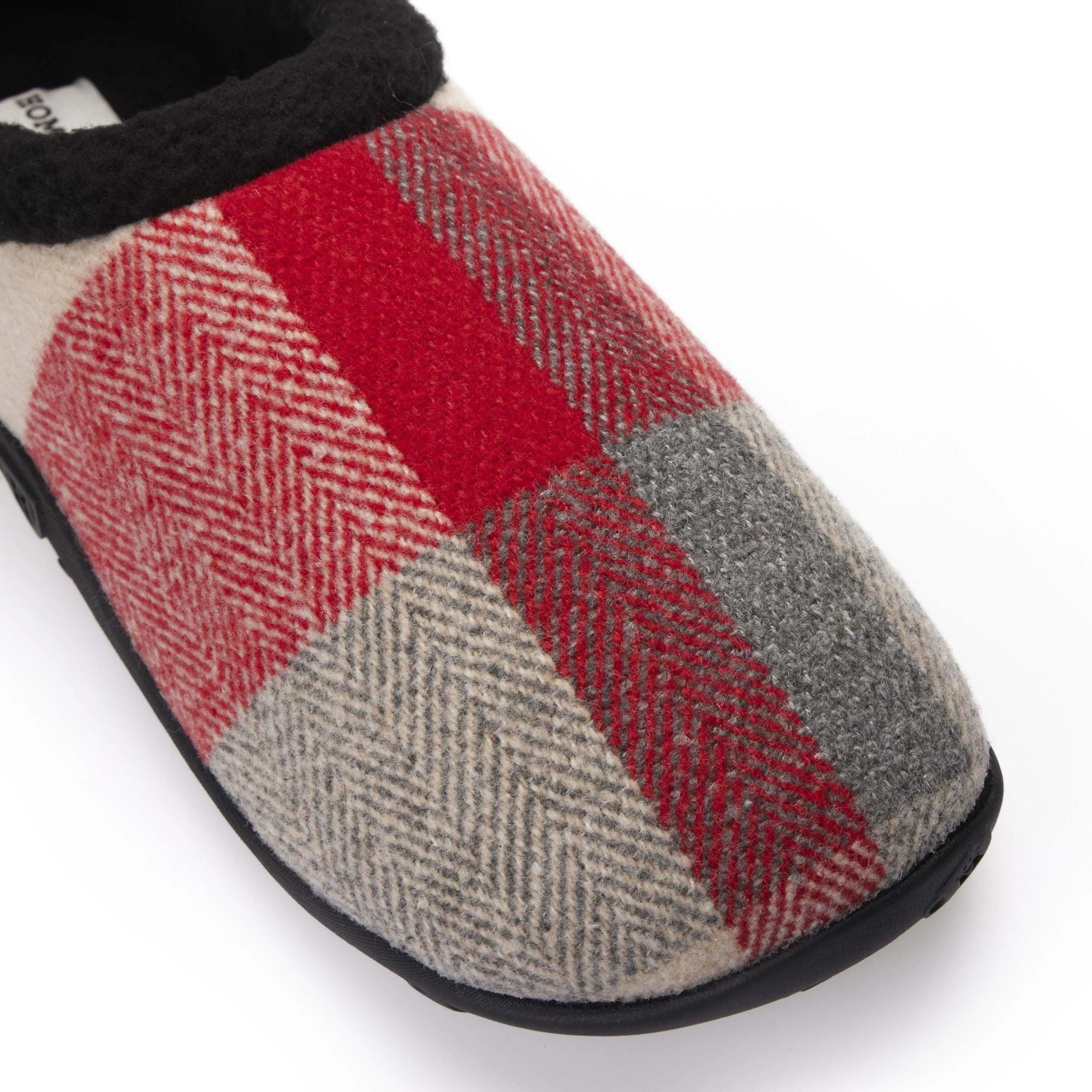 Sam Kids - Red Cream Herringbone Children's Check Slippers