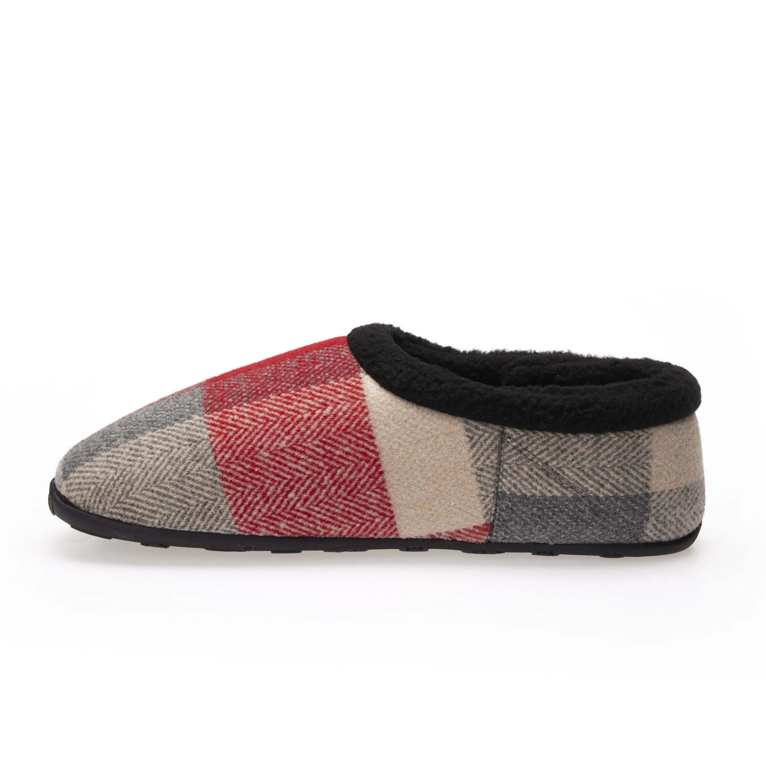 Sam Kids - Red Cream Herringbone Children's Check Slippers