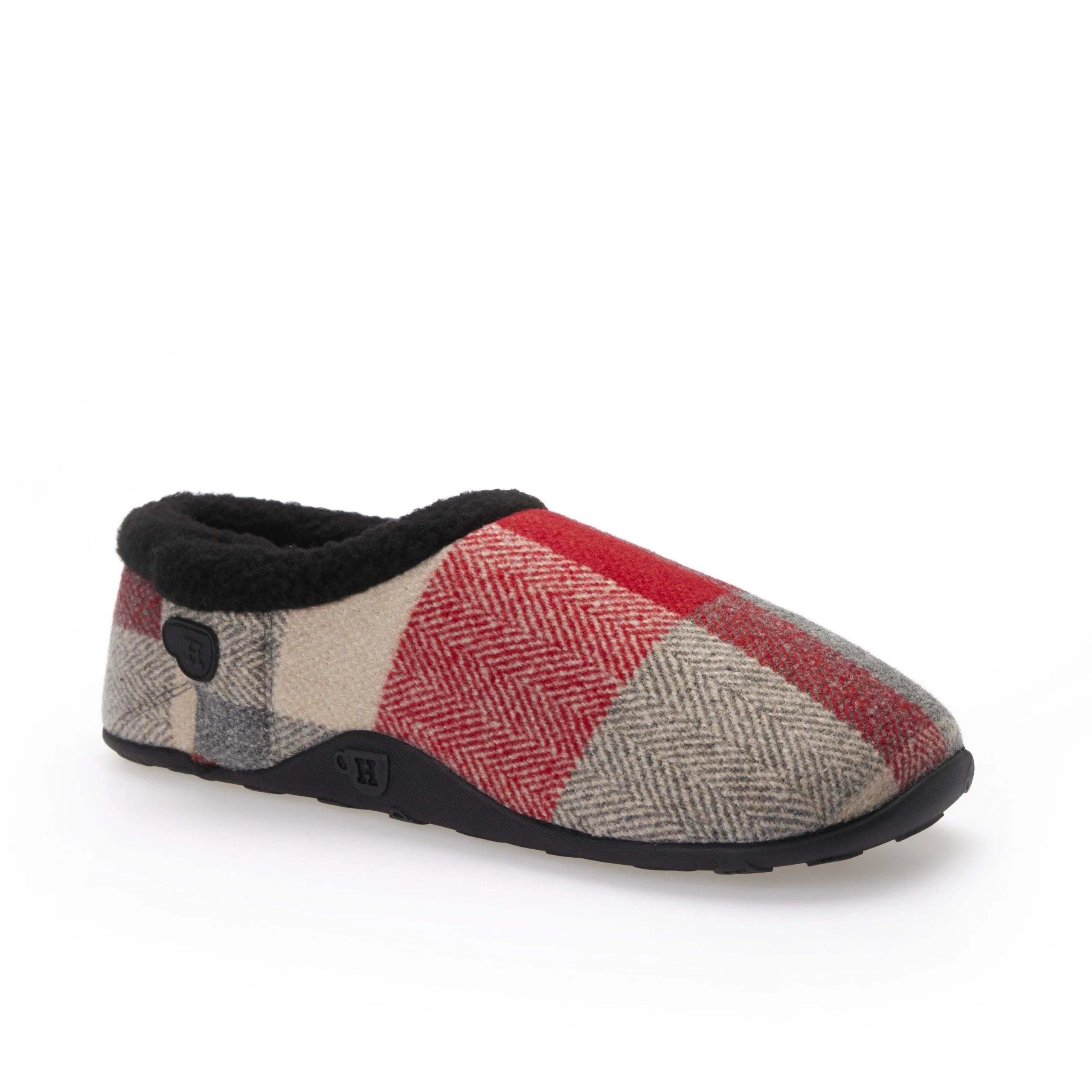 Sam Kids - Red Cream Herringbone Children's Check Slippers