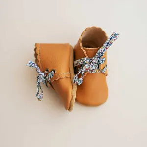 Scalloped Leather Baby Girl Boots in Ginger