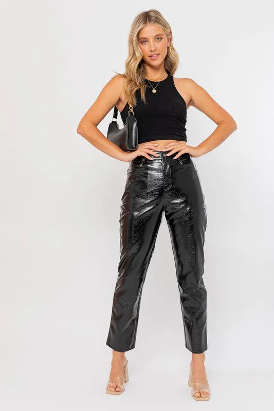 SHILOH GLOSS VEGAN LEATHER PANTS
