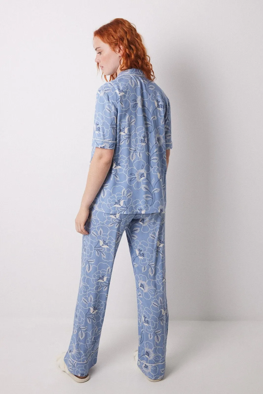 Short Sleeves Masculine Pyjama Set - Blue