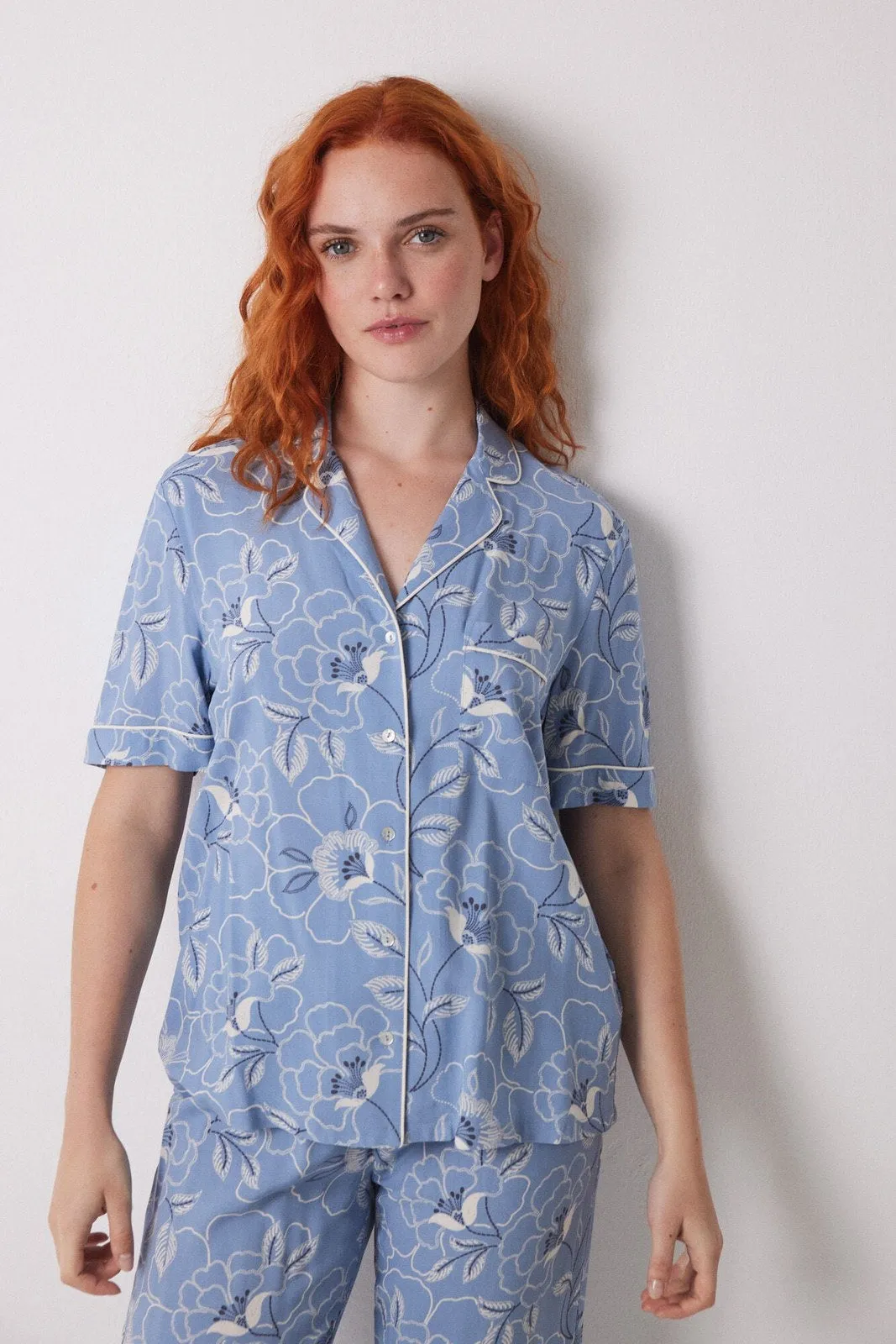 Short Sleeves Masculine Pyjama Set - Blue