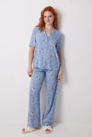 Short Sleeves Masculine Pyjama Set - Blue