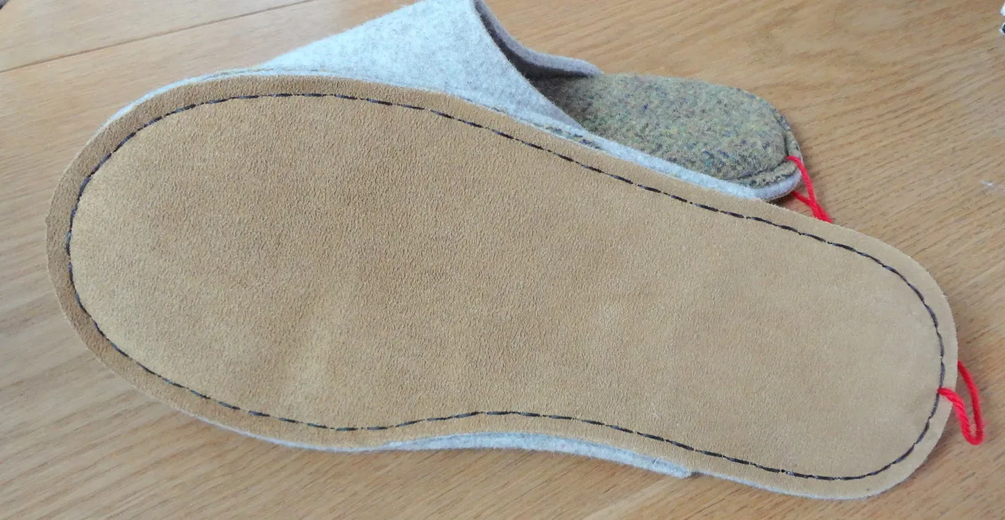 Simple Red Felt Slippers with Suede Soles