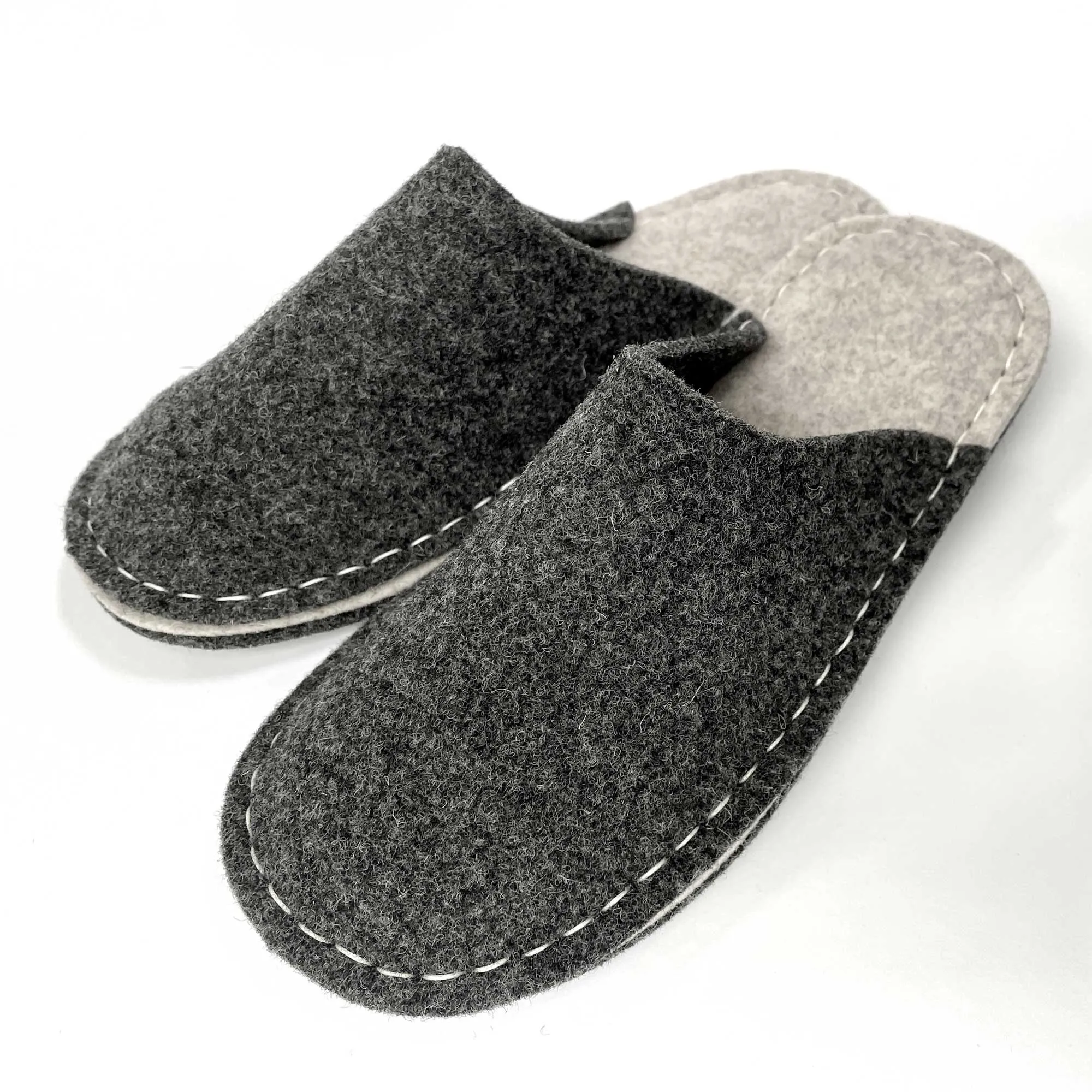 Simple Red Felt Slippers with Suede Soles
