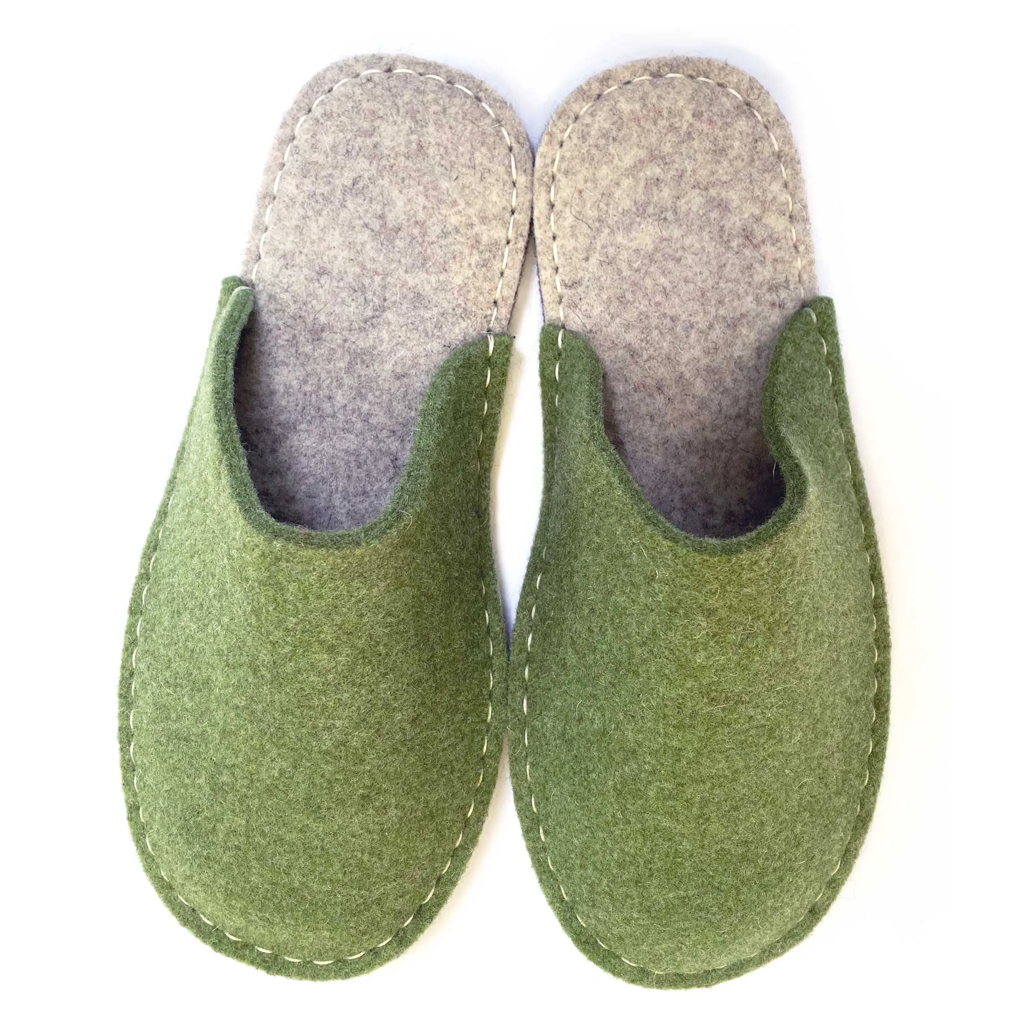 Simple Red Felt Slippers with Suede Soles
