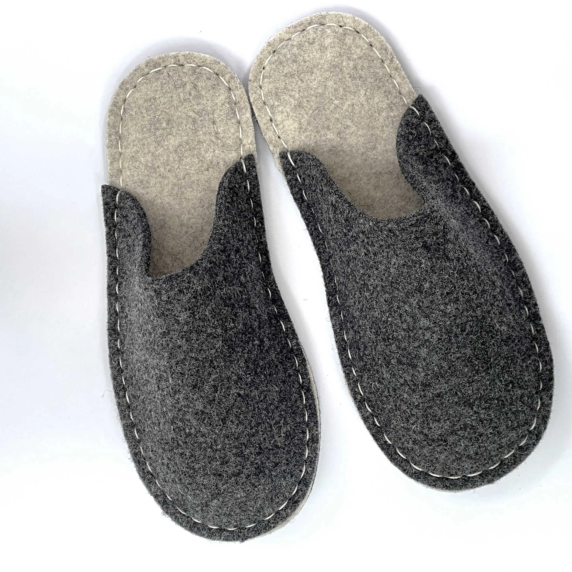 Simple Red Felt Slippers with Suede Soles
