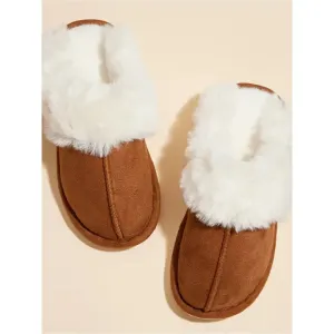 slip on faux fur warm winter slippers