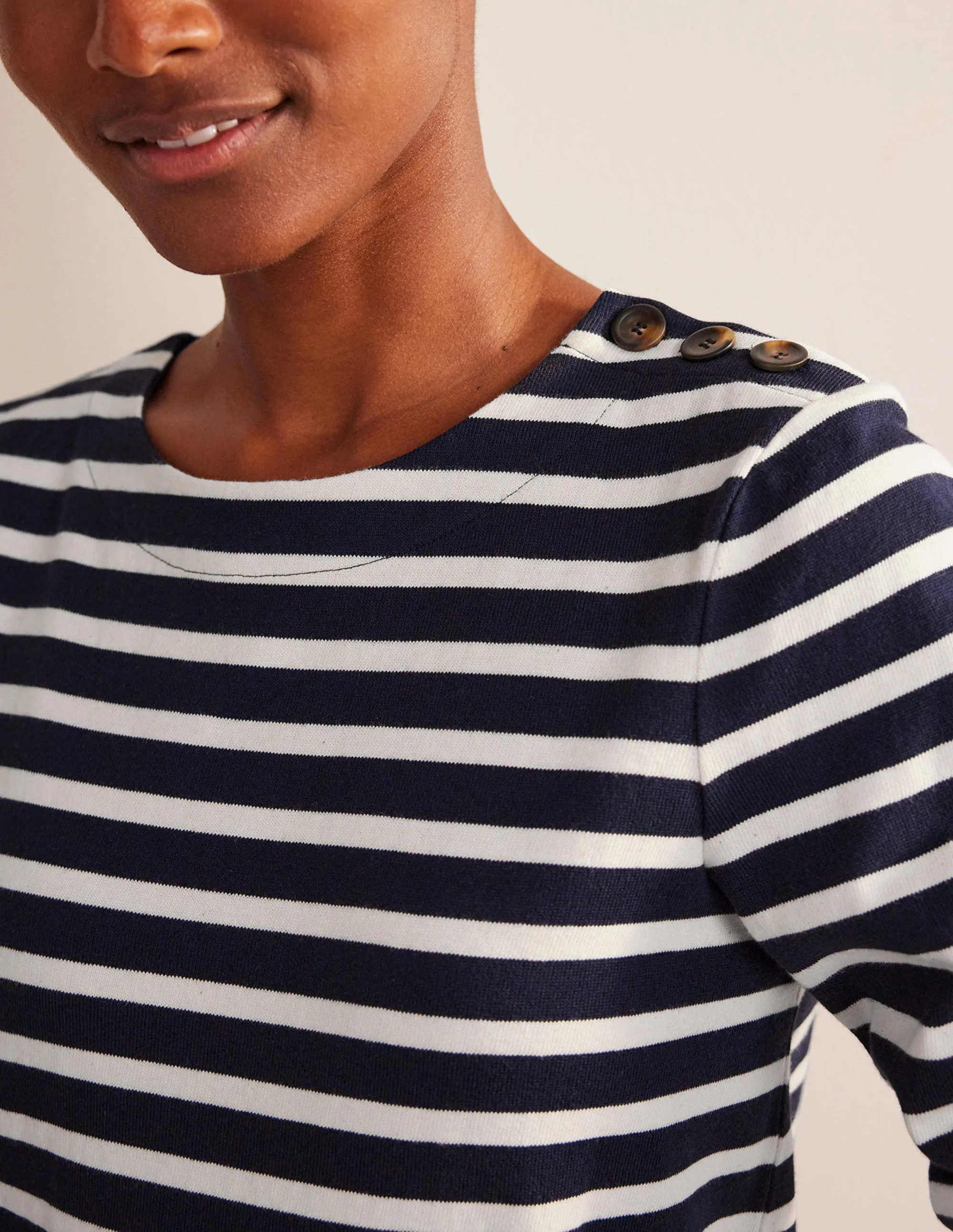 Sophie Breton Jersey Dress-Navy, Ivory Stripe