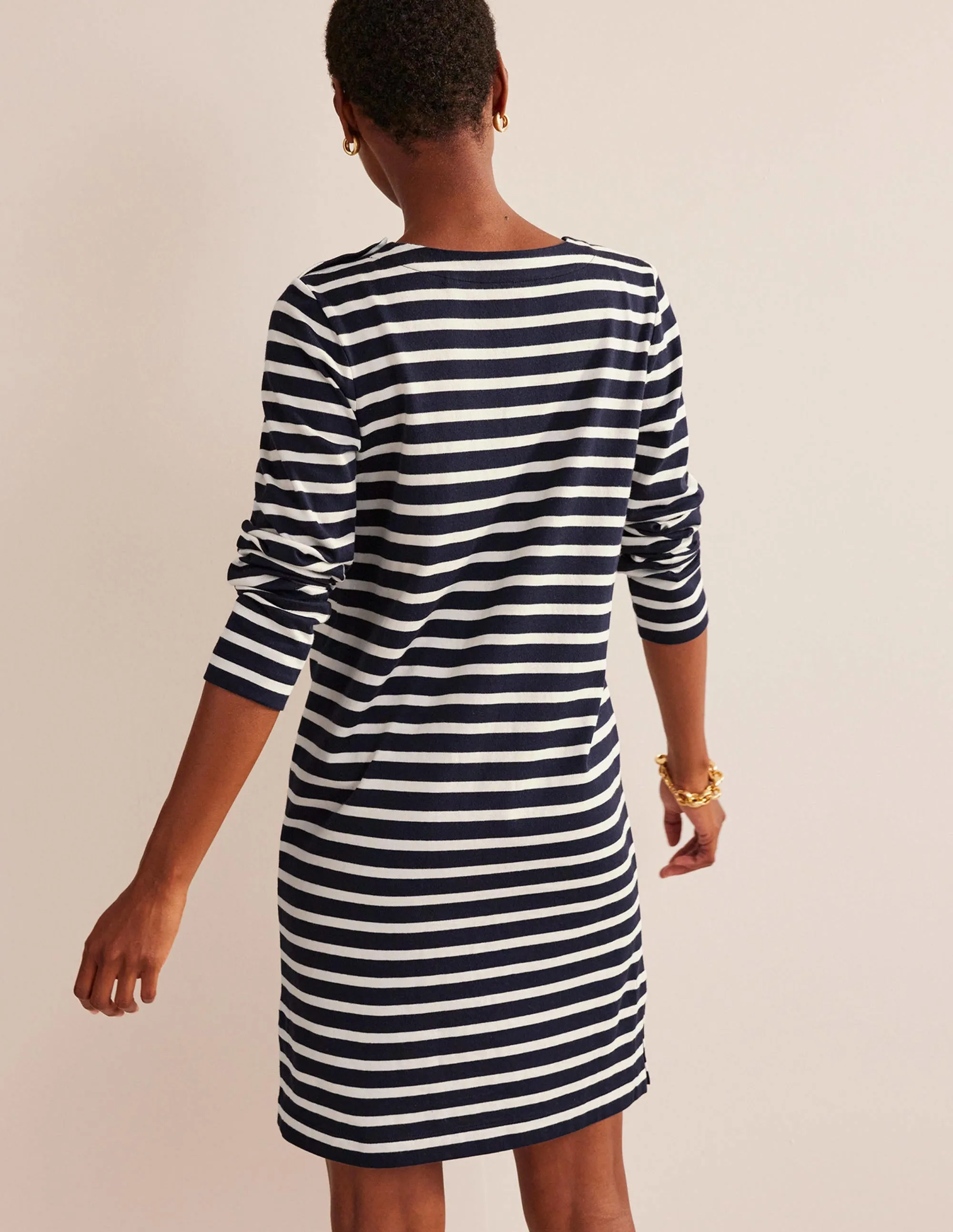 Sophie Breton Jersey Dress-Navy, Ivory Stripe