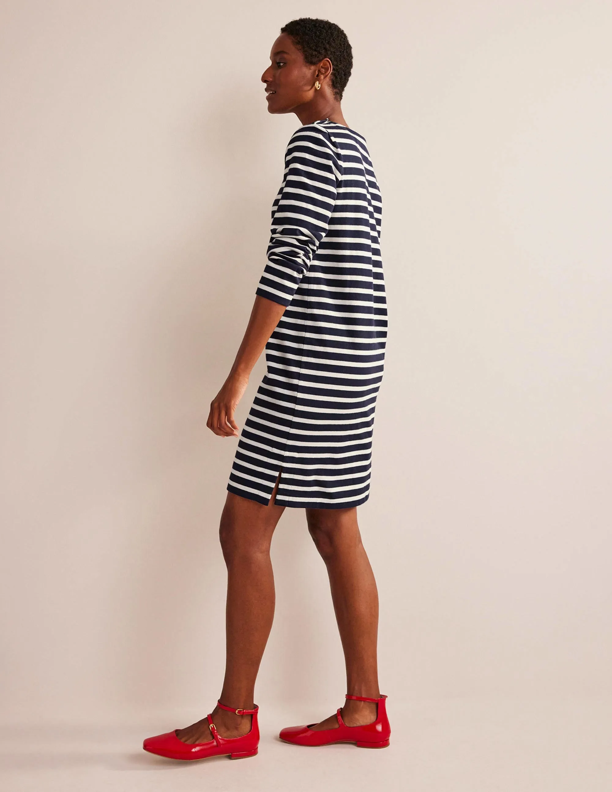 Sophie Breton Jersey Dress-Navy, Ivory Stripe