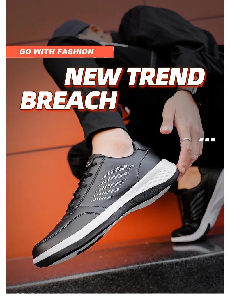 Spring & summer new leather casual breathable running shoes fashion men's shoes