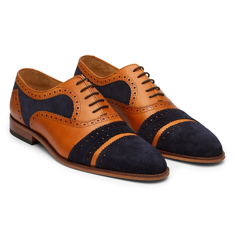 Tan   Navy Suede Gladiator Oxfords
