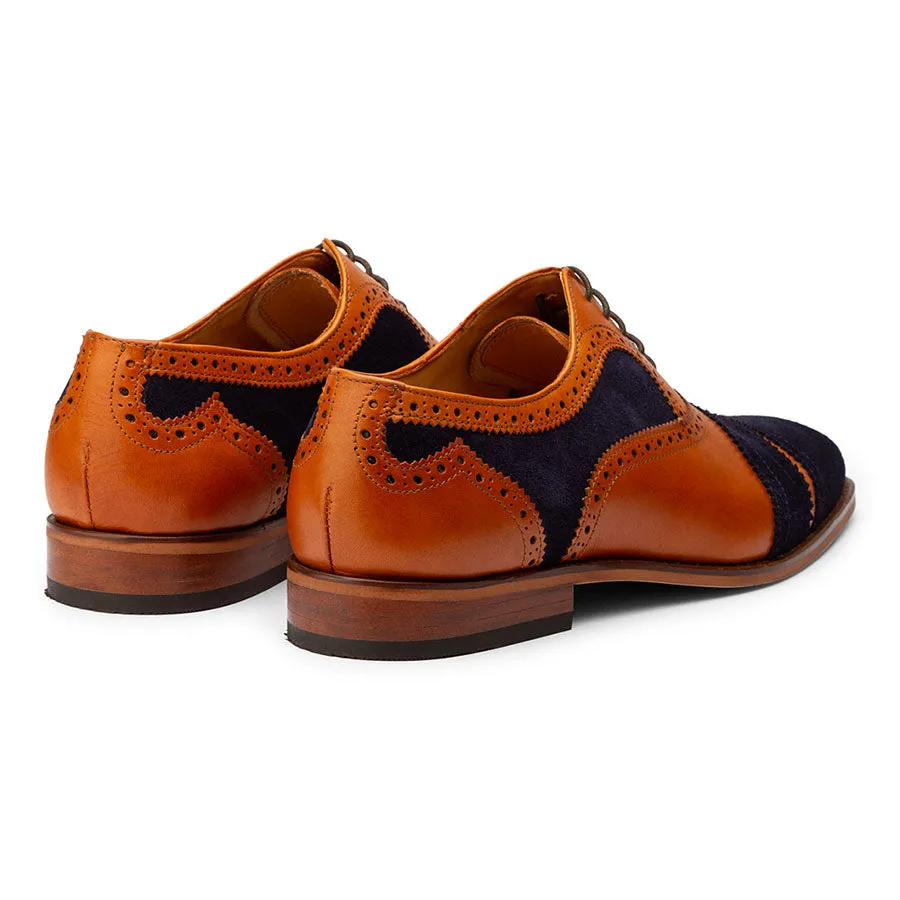 Tan   Navy Suede Gladiator Oxfords