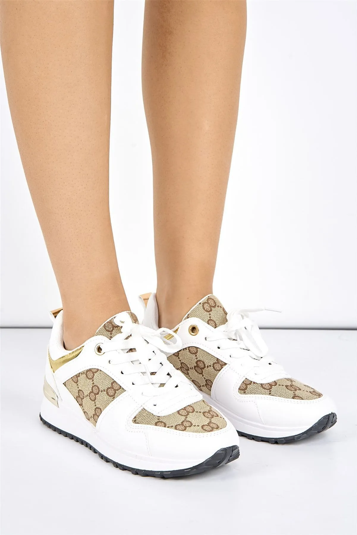 Taro Lace Up Trainer in White Patent