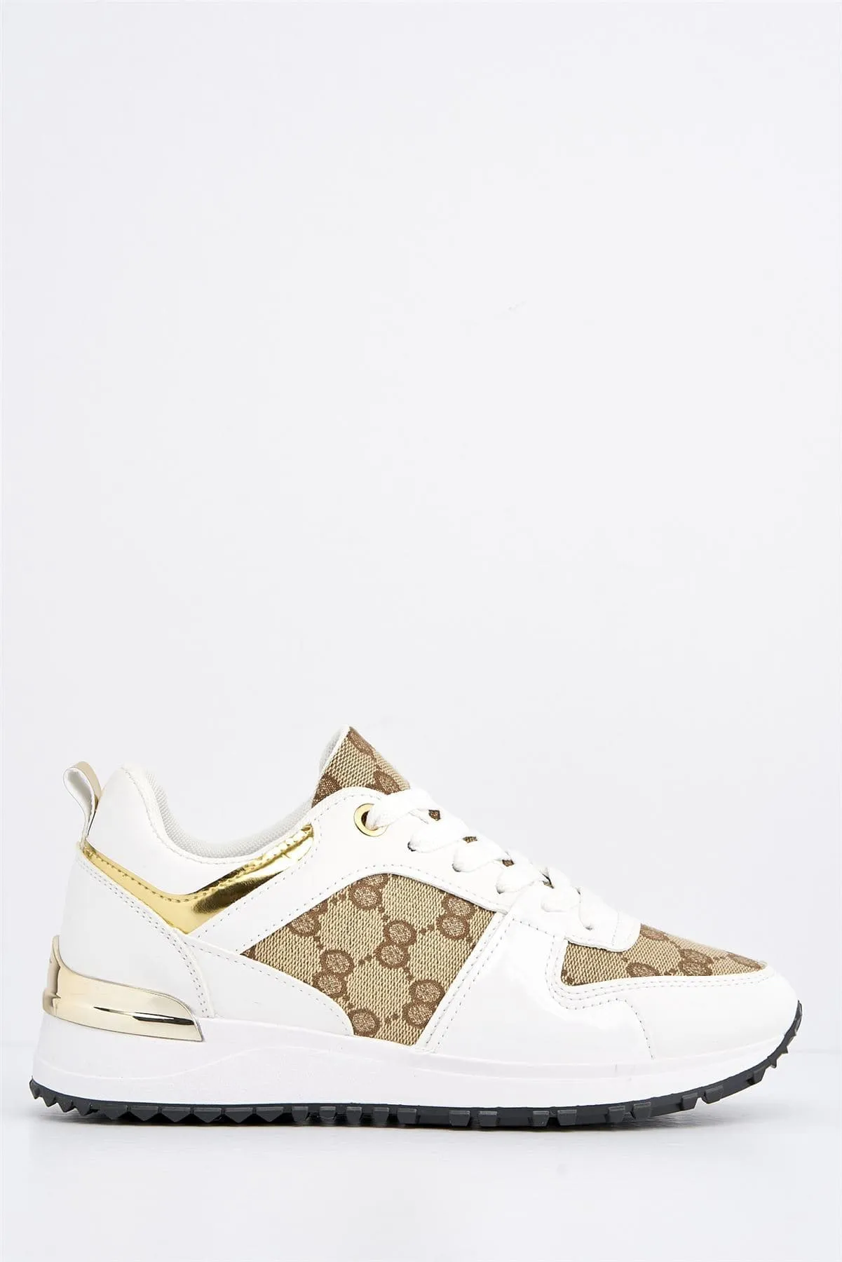 Taro Lace Up Trainer in White Patent