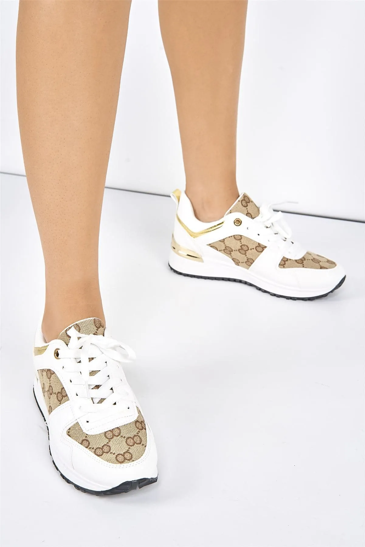 Taro Lace Up Trainer in White Patent