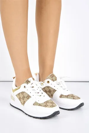 Taro Lace Up Trainer in White Patent