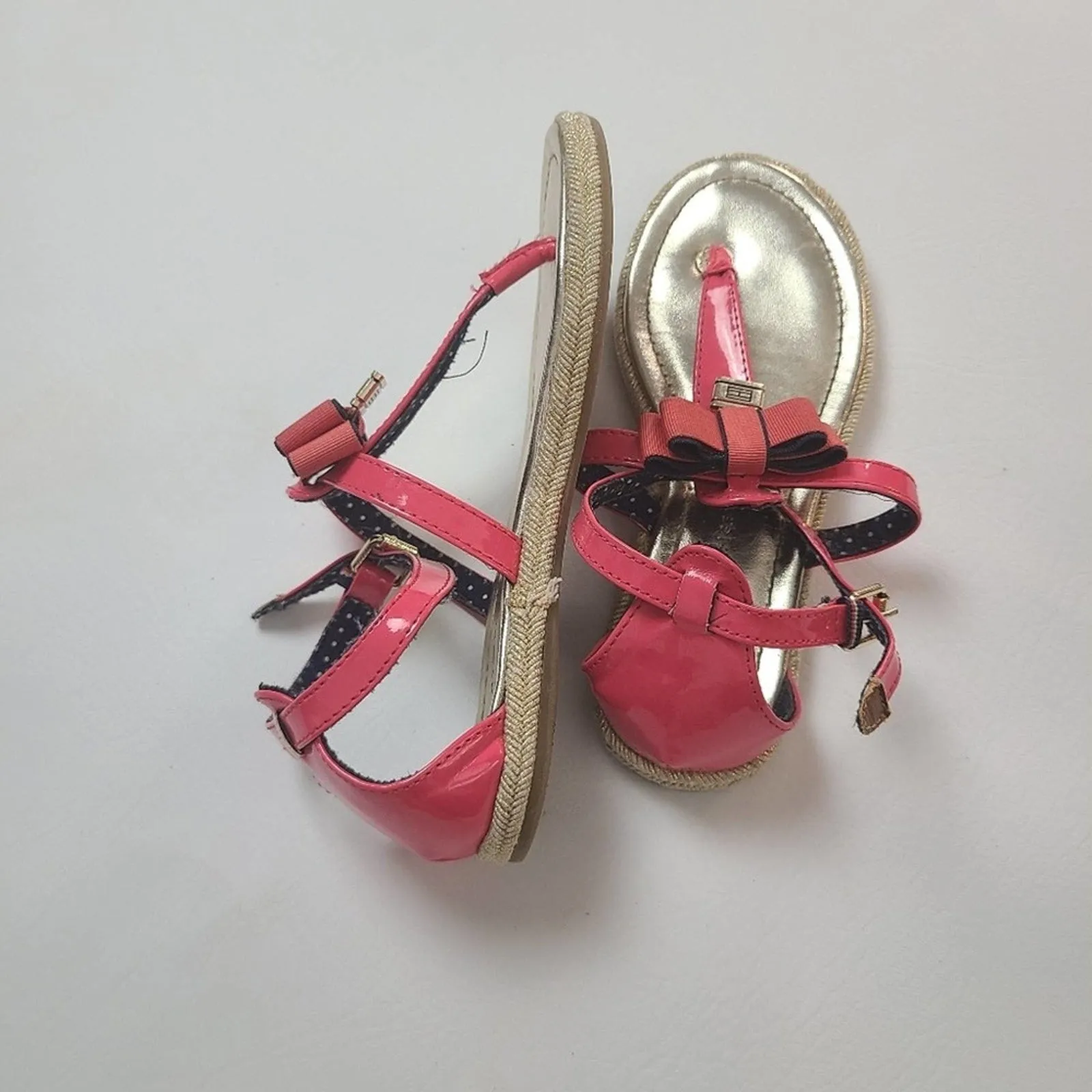Tommy Hilfiger Pink Patent Leather Girls Sandals - 13