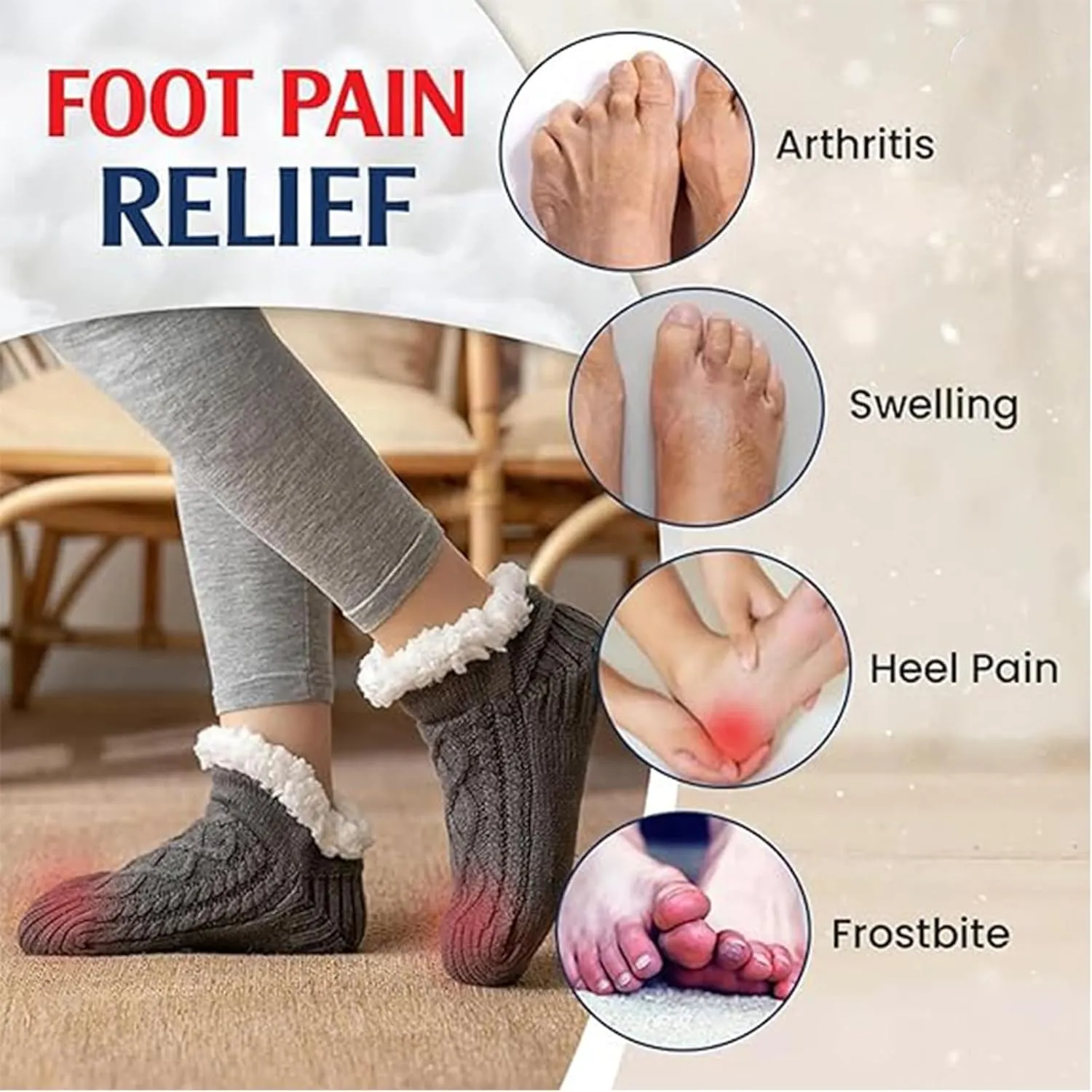 Truecups Socks, Fleece-Lined Non-Slip Thermal Slippers Socks, True Cups Slippers - for Women Men
