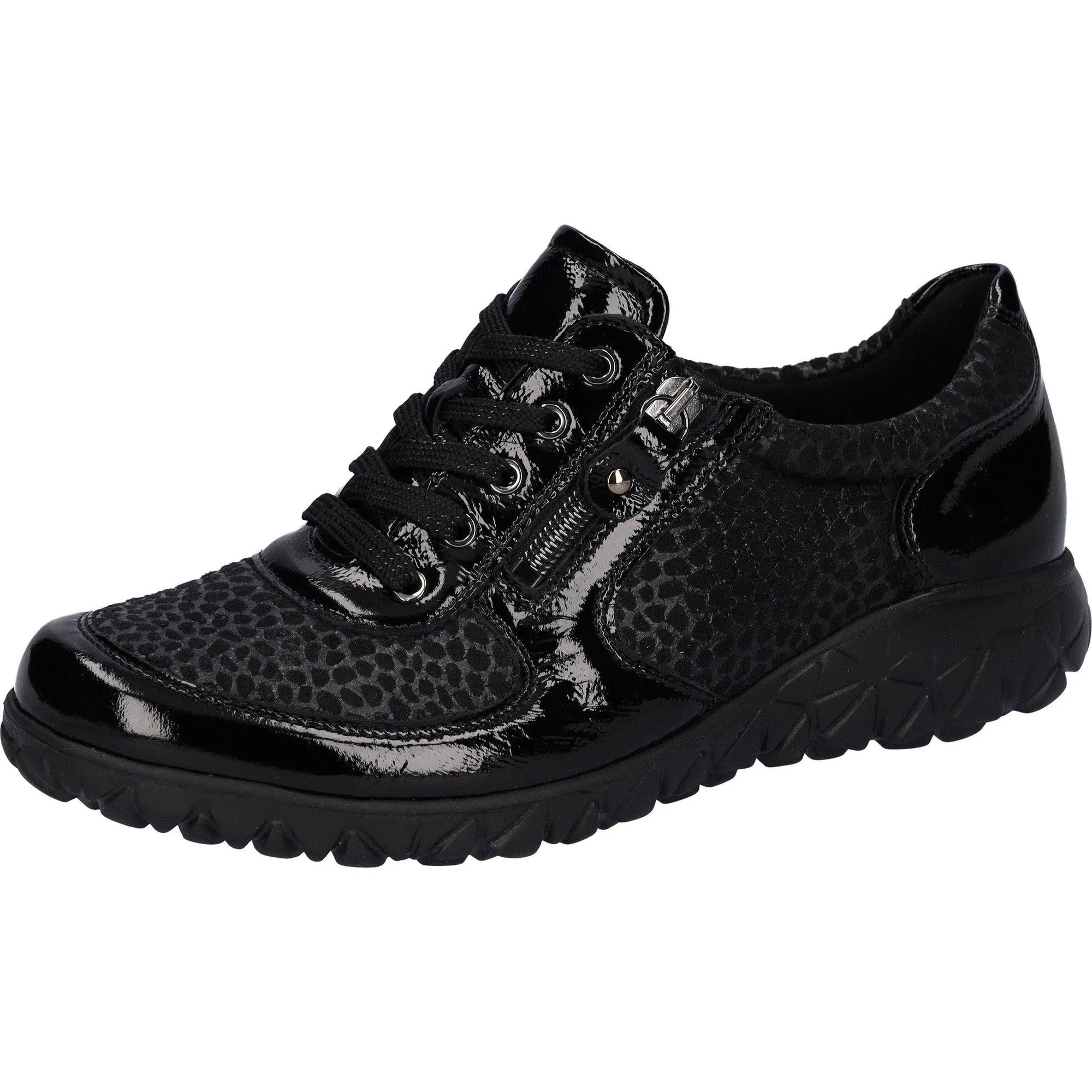 Waldlaufer H89001 221 001 Havy Soft Ladies Black Patent Nubuck Arch Support Slip On Shoes